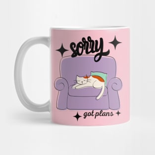 Sorry Got Plans Retro Graphic T-Shirt, Vintage Unisex Adult T Shirt, Vintage Kitten T Shirt, Nostalgia Cat T Shirt, Funny Shirt, Retro Gifts Mug